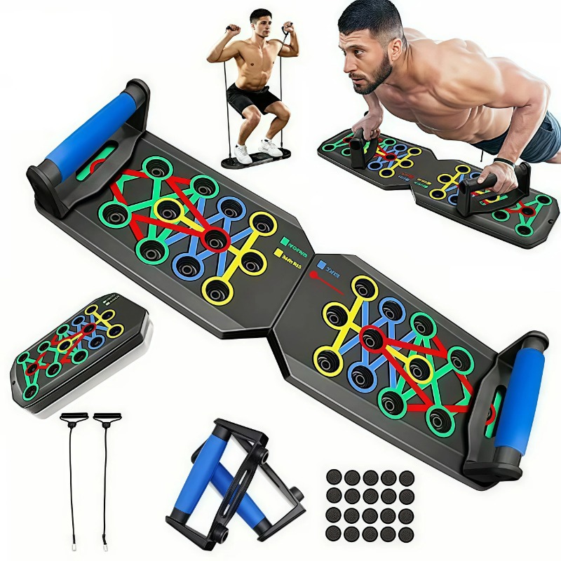 Home Gym Needs - Tabla de flexiones plegable con bandas