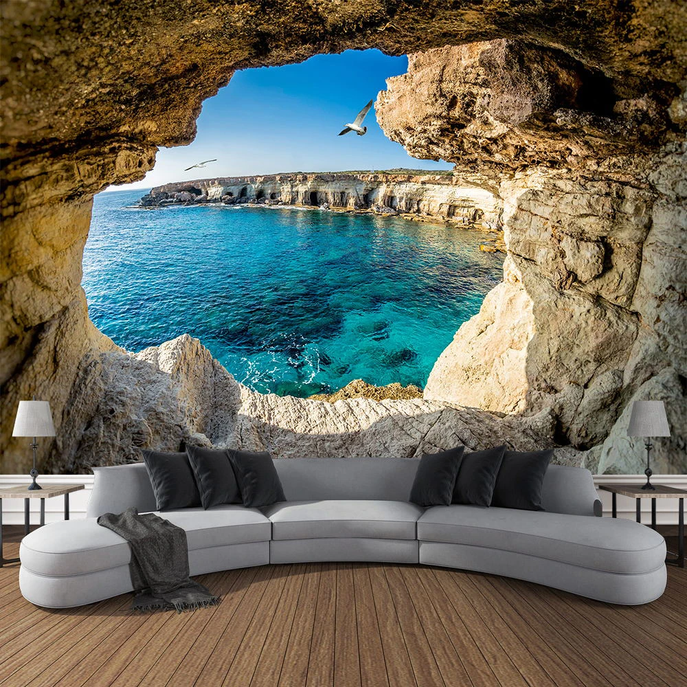Tapiz de paisaje de cueva de m - Home Gym Decor reseña y precio